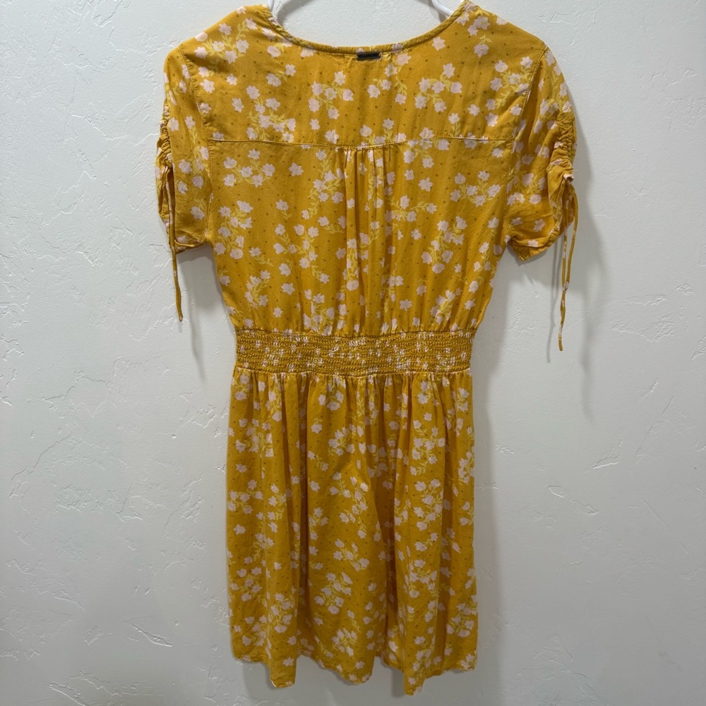 Billabong Twirl Twist Mini Dress Yellow Women's Teen Small Summer Button Front - Picture 11 of 15
